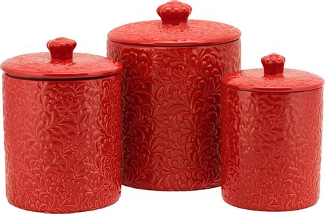 red ceramic kitchen canister sets